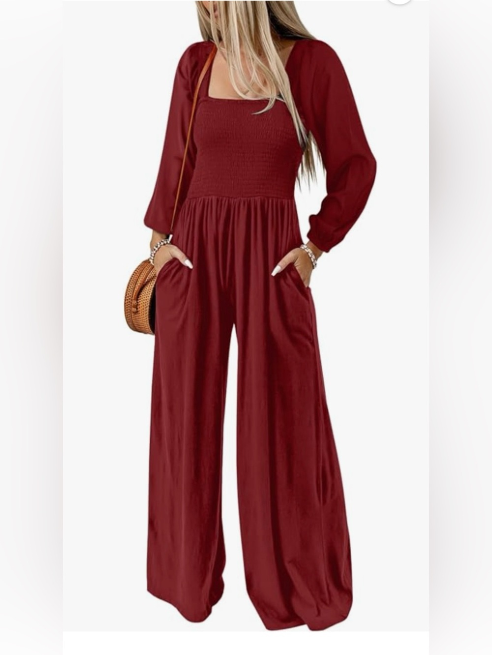 Maroon Long Sleeve Jumpsuit